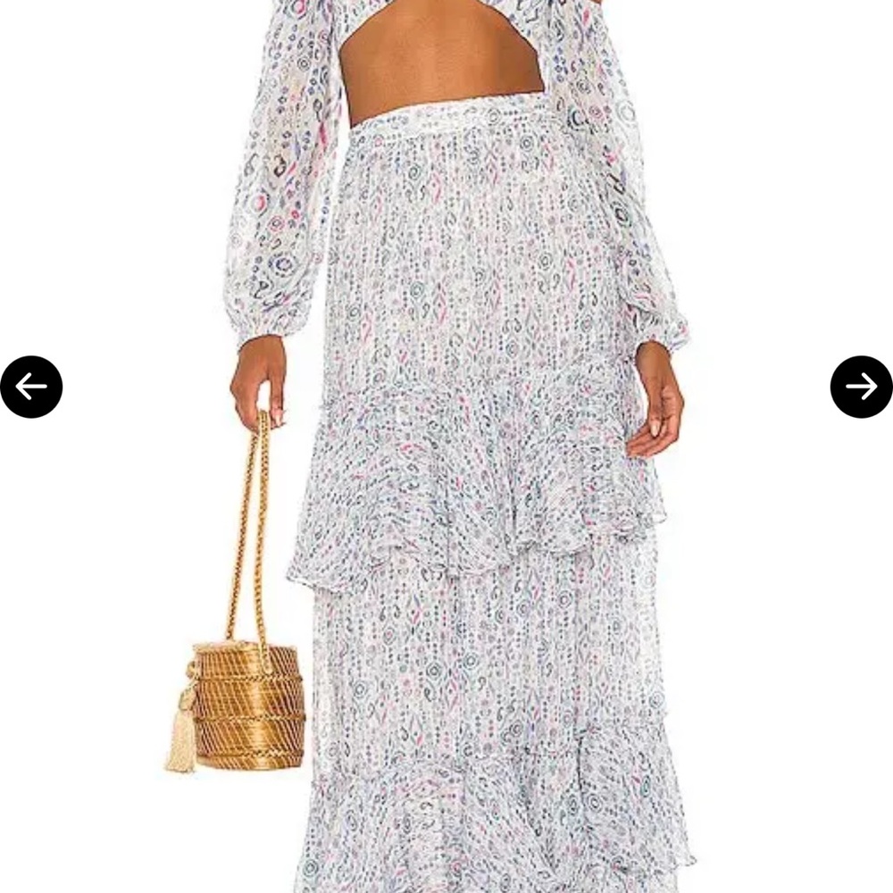 ISO! Rococo Sand Blue and White Tiered Maxi Skirt(Lada maxi skirt)